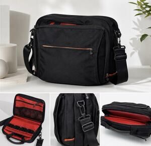 Vintage Boog Black Nylon Heavy Duty Messenger Laptop Mobile Office Bag
